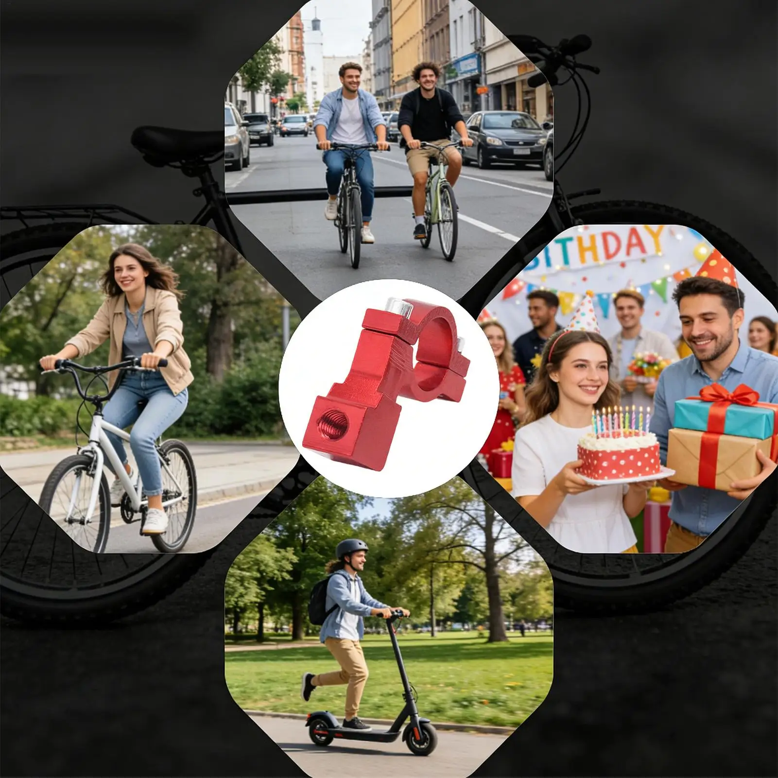 Motorcycle Mirror Mount 2 Pieces Aluminum Alloy Universal Bracket Handlebar Mounting Bracket For Hiking Outdoor Fishing Cycling