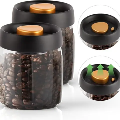 Coffee Vacuum Container Mason Jars Food Coffee Bean Storage Containers with Lids Airtight, Plastic Wide Mouth Jars Vacuum Sealer