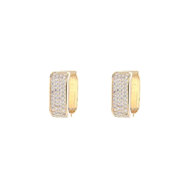 1Pair Luxury Shiny Geometric Square Hoop Earrings For Women Girls Temperament Fashion Ear Buckle Jewelry Accessories Gifts