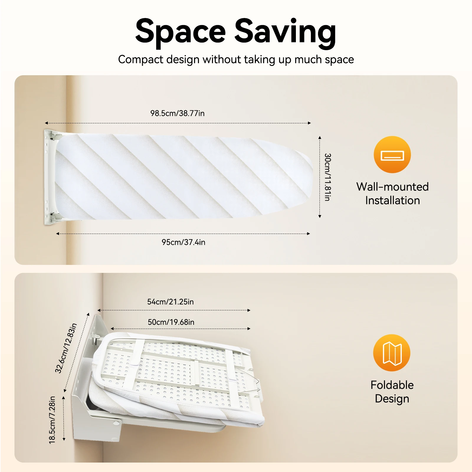 

Wall-Mounted Ironing Board, 180° Swivel Retractable Ironing Board W/Cover Clothes Ironing Table for Small Spaces, Laundry Room