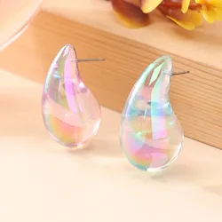 Big Waterdrop Acrylic UV AB Dazzling Illusory Color Smooth Stud Earrings for Women Hyperbole Punk Geometry Party Jewelry Gift