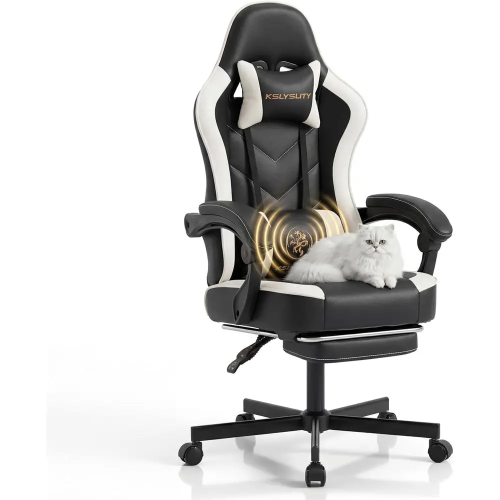 Silla de Escritorio para Juegos de Computadora - Silla Ergonómica de Oficina con Respaldo Alto, Reposapiés y Soporte Lumbar, Giratoria, Cómoda, para Videojuegos en Casa