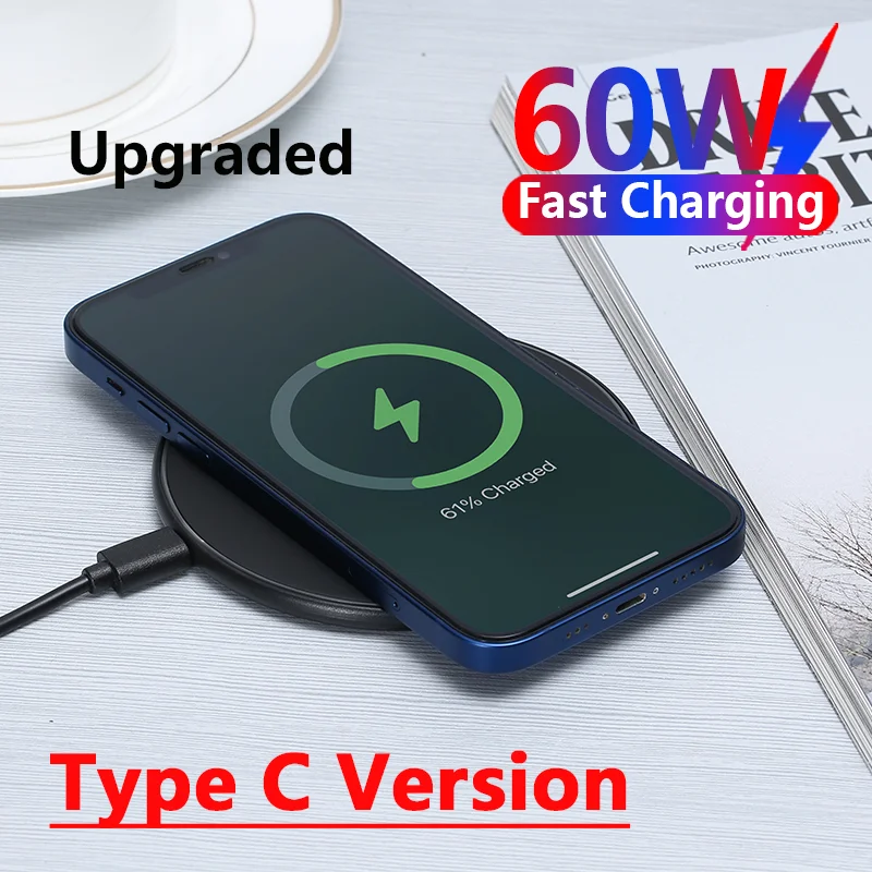 60W Wireless Charger USB C Fast Charging Pad Station Quick Charge QC 3.0 For iPhone 14 13 12 11 XS XR X 8 Samsung S22 S21 S20 S9