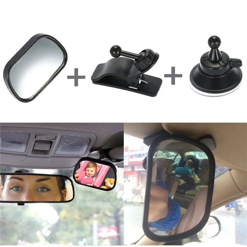 Car Back Seat Baby Mirror 2 In 1 Mini Children Rear Convex Mirror Adjustable Auto Kids Monitor Safety Car Rearview Mirror