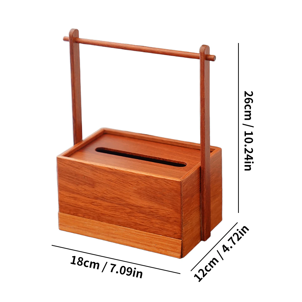 1 قطعة صندوق مناديل قائم بذاته مع مقبض مجوف لغرف النوم وغرف المعيشة والحمامات والفنادق والمكاتب صندوق تخزين المناديل الخشبية