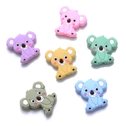 Cuentas de silicona con forma de Koala de dibujos animados, juguetes de silicona seguros, varilla pequeña para collar, accesorios sin BPA, 10 unidades por lote