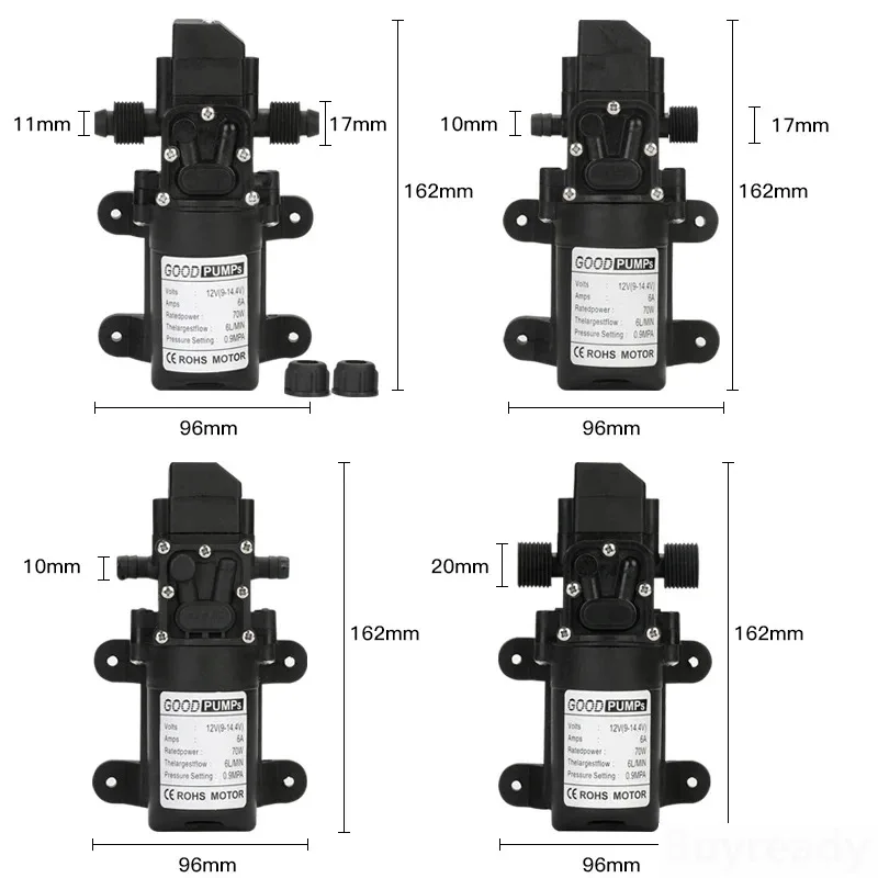 1pcs Small Safe Self Priming Pumps Automatic Flow Switch AUTO Diaphragm Agricultural Water Pump High Pressure 12V 130PSI 6L/Min