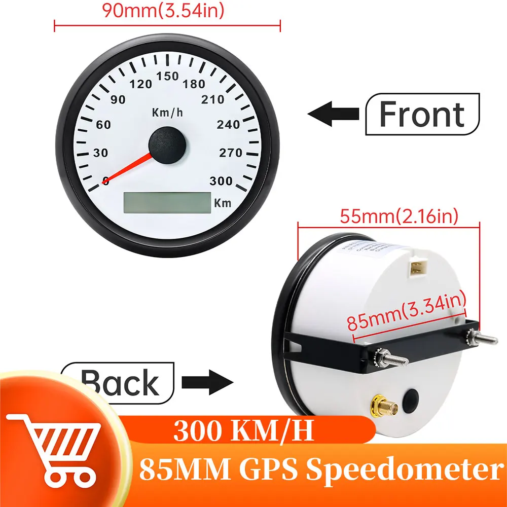 300km/h Waterproof GPS Speedometer With Red Backlight GPS Antenna 85mm Speed Gauge Odometer For Car Truck Boat Motor