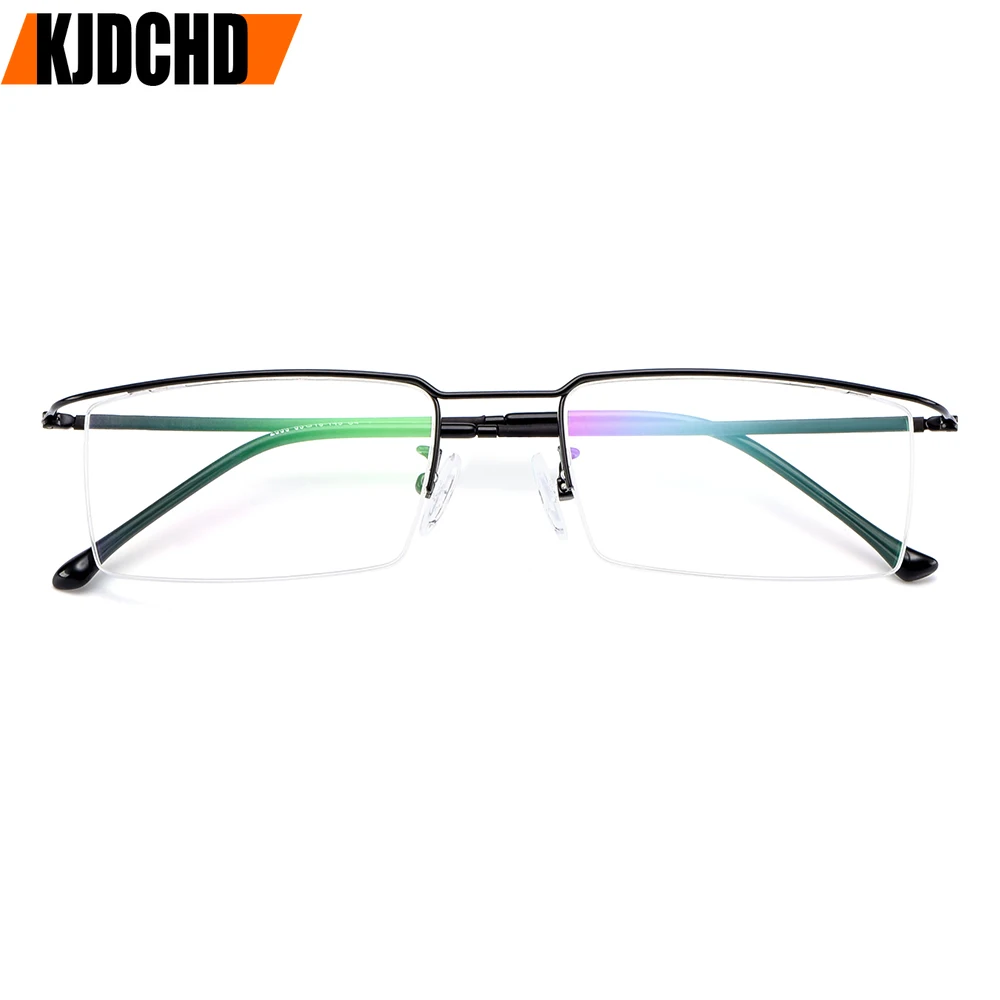 

KJCHD Optical Ultralight Business Men Titanium Alloy Glasses Frame Square Eyewear Flexible Temple Legs IP Electroplating