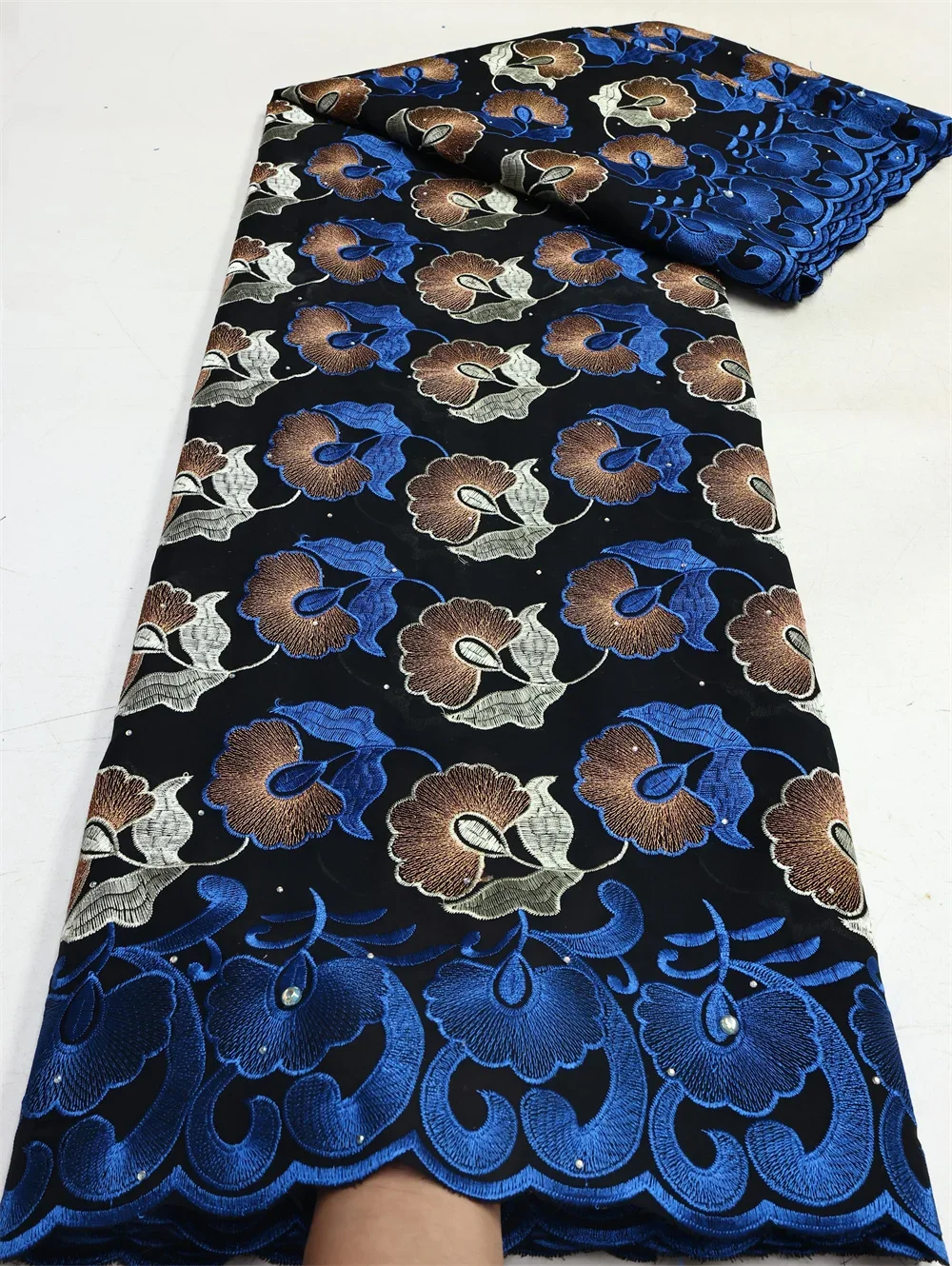 5 Yard 2025 Desain Terbaru Kain Renda Voile Swiss Renda Kering Katun Nigeria Perancis dengan Batu untuk Menjahit Pesta Malam Wanita