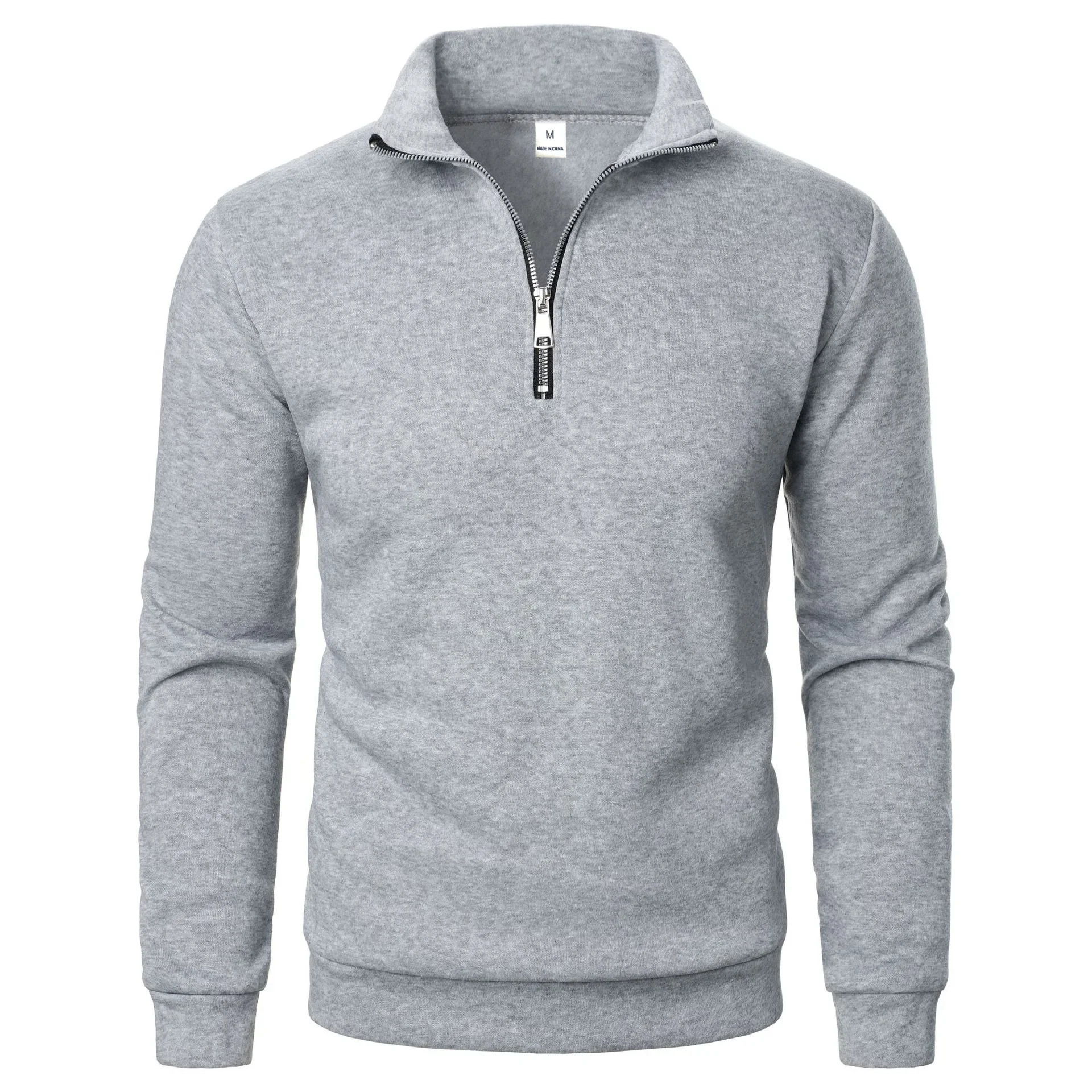 Herbstliche Herren-Pullover mit Reißverschluss, schmale Passform, leicht, für den Außenbereich, mit Stehkragen, halbem Rollkragen, gestrickt, Streetwear – Detail 5