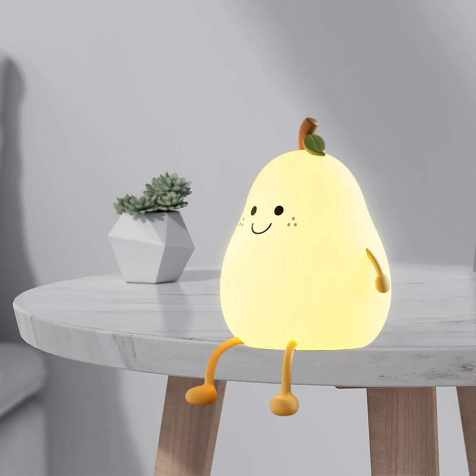 Colorful Smile Pear Shape Silicone LED Night Light Table Lamp Rechargeable