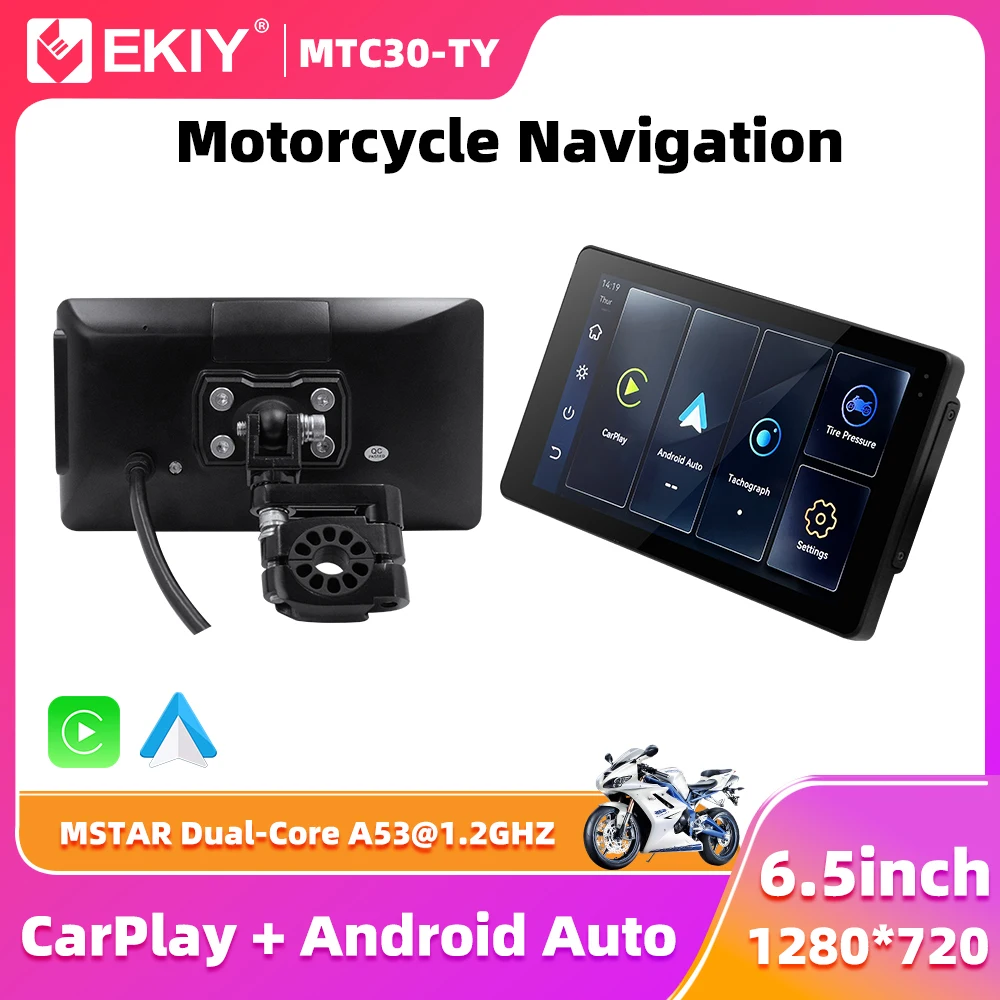 

EKIY 6,5-дюймовый беспроводной CarPlay Moto портативный цифровой мотоцикл приборная панель GPS-навигация экран Android авто монитор