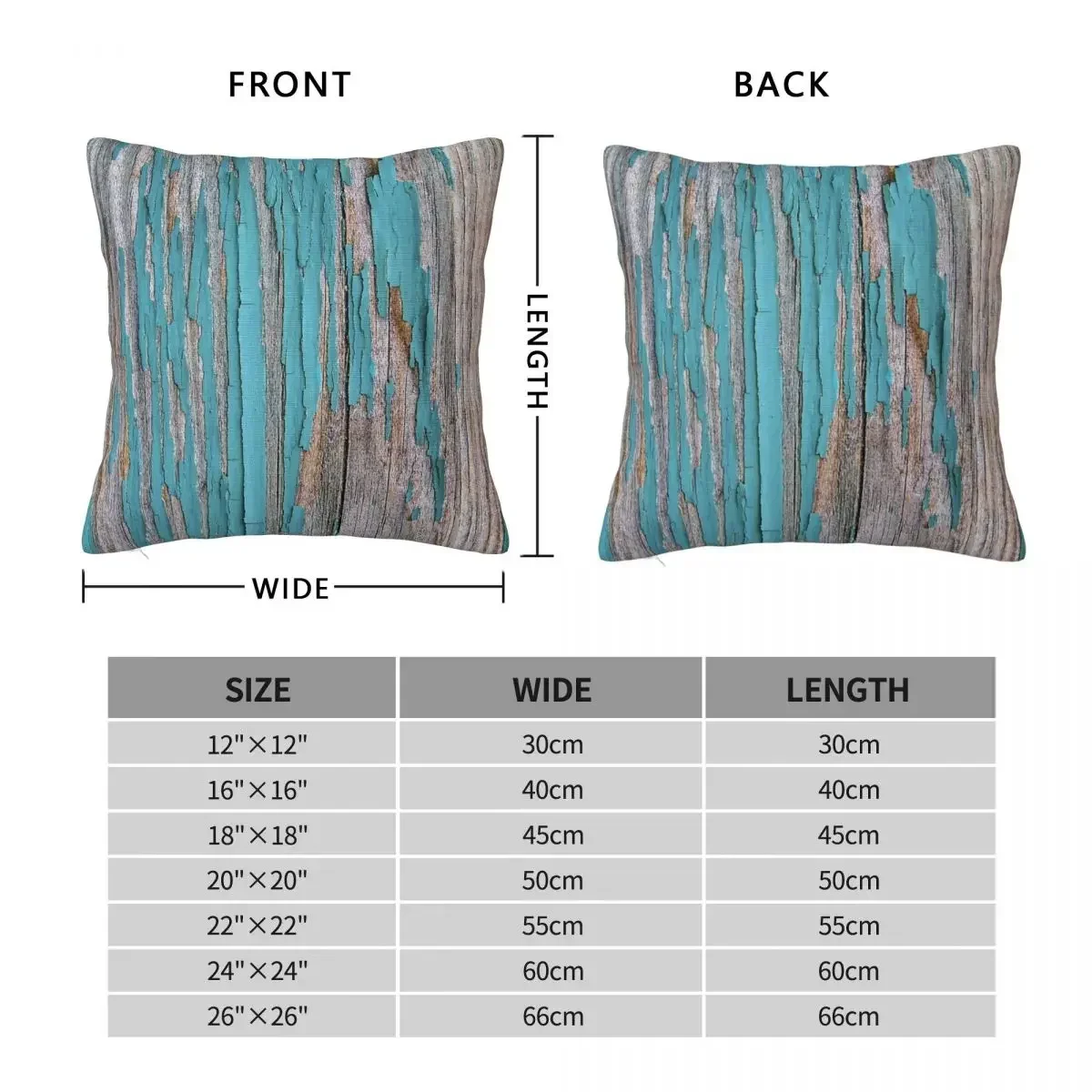 Shabby Rustic Weathered Wood Turquoise Square Pillowcase Pillow Cover Polyester Cushion Decor Comfort Throw Pillow for Home Sofa