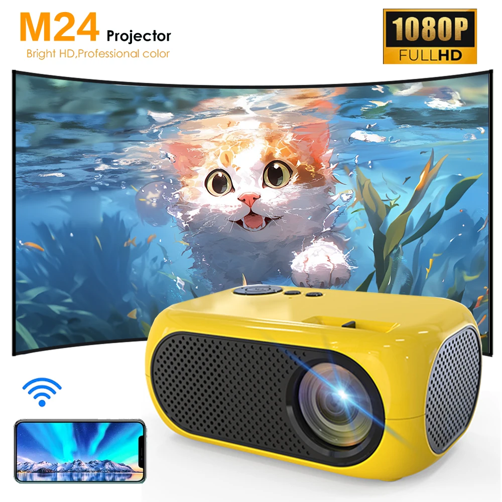 M24 Mini HD LED Projector Compatible With HDMI USB Support 1080PVideo 480*360P Home Cinema Outdoor Portable Projectors Kids Gift