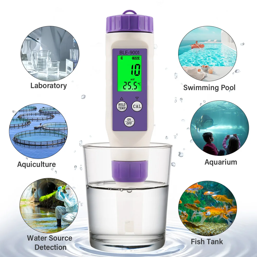 Medidor de orp de temperatura inteligente-999mv 99999mv bluetooth registrador de dados monitor de qualidade de água redox tester app controle piscina aquário