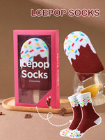 1 pair of mid-tube unisex socks novel and interesting chocolate popsicle gift box socks gift Christmas seasons