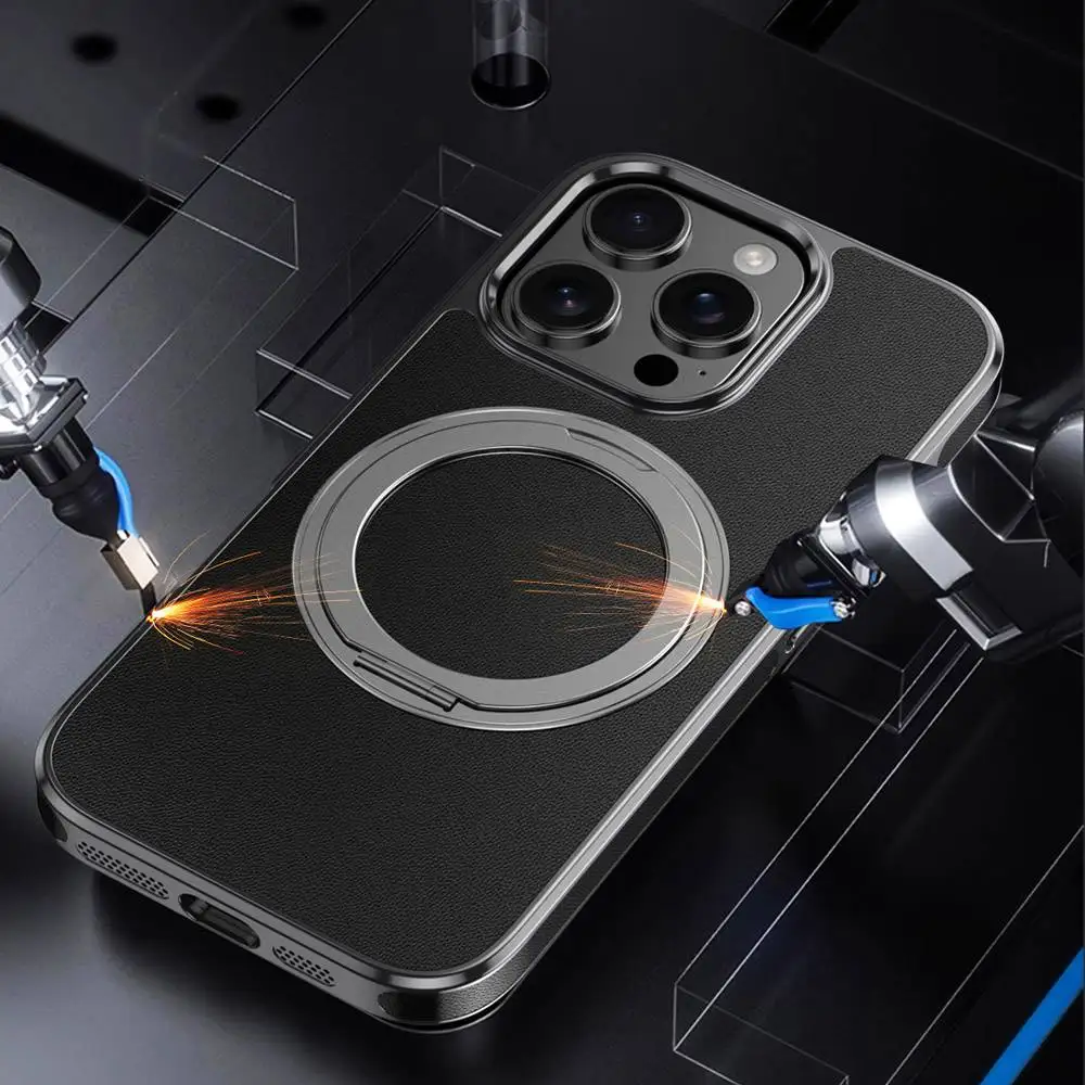 

Genuine Leather Case For Iphone 13 Pro Max 13Pro Case 360 Rotating Bracket Fundas For Iphone 13 Cover Kickstand Phone Protector