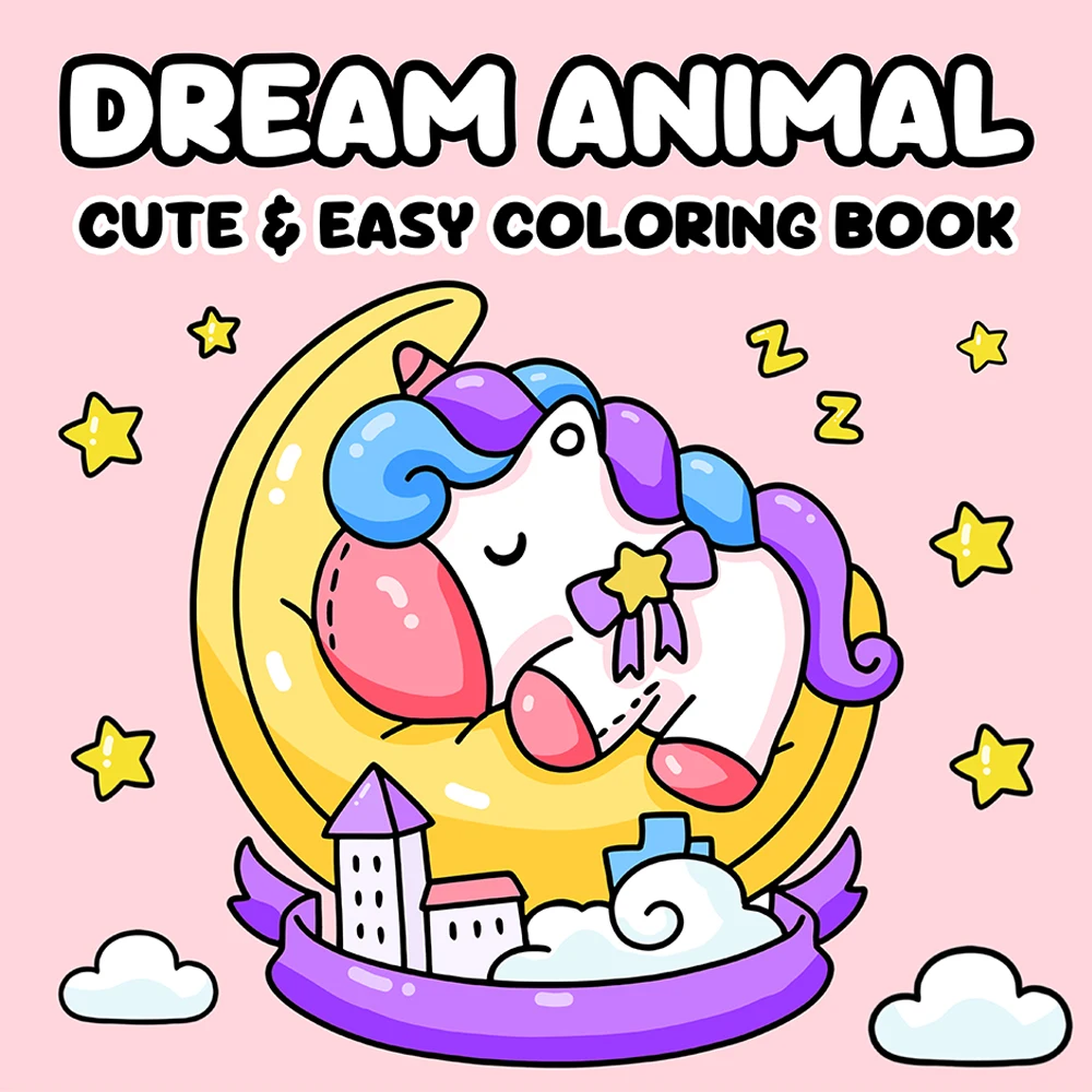 DREAM ANIMAL CUTE & EASY Patterns Coloring Book for Adults Cute Drawing Book Perfect Gift for Party and Birthday
