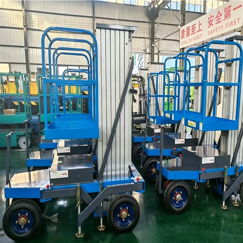 Logistics Use Single Mast Aluminium Lift Mobile Vertical Hydraulic Aerial Work Platform Portable Man Lifter