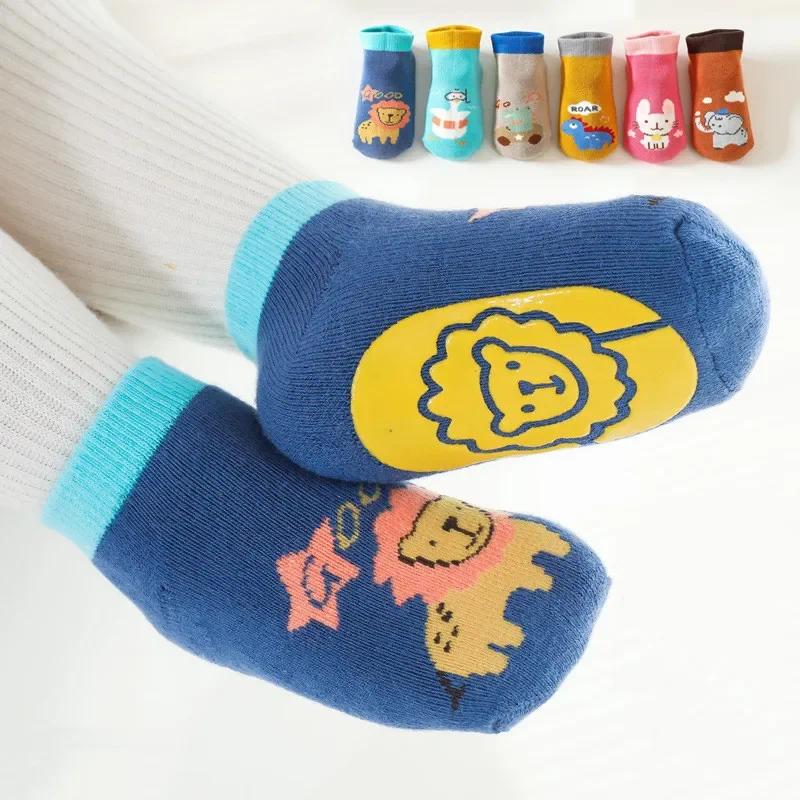

Fall Winter Baby Socks Cartoon Animal Ankle Non-Slip Grips Terry Loop Thermal Infant Socks Cute Toddler Sock with Anti-Skid Dots