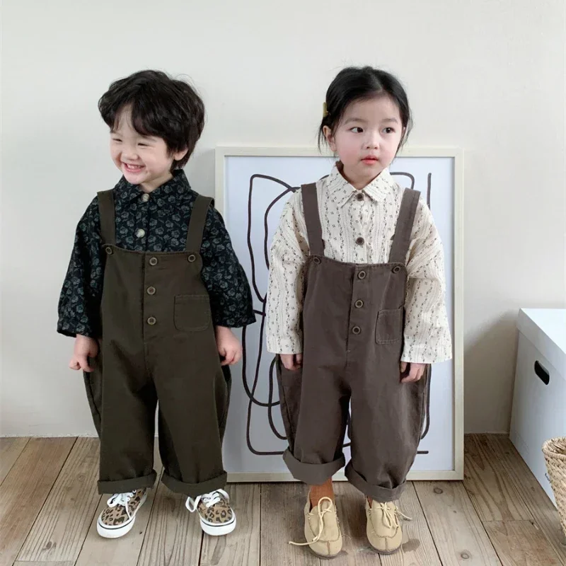 2025Korean Style Pants Bodysuit Toddler Girl Overalls Children Suspenders Jumpsuit for Boys 1 to 6 YearsKids Sleeveless Romper