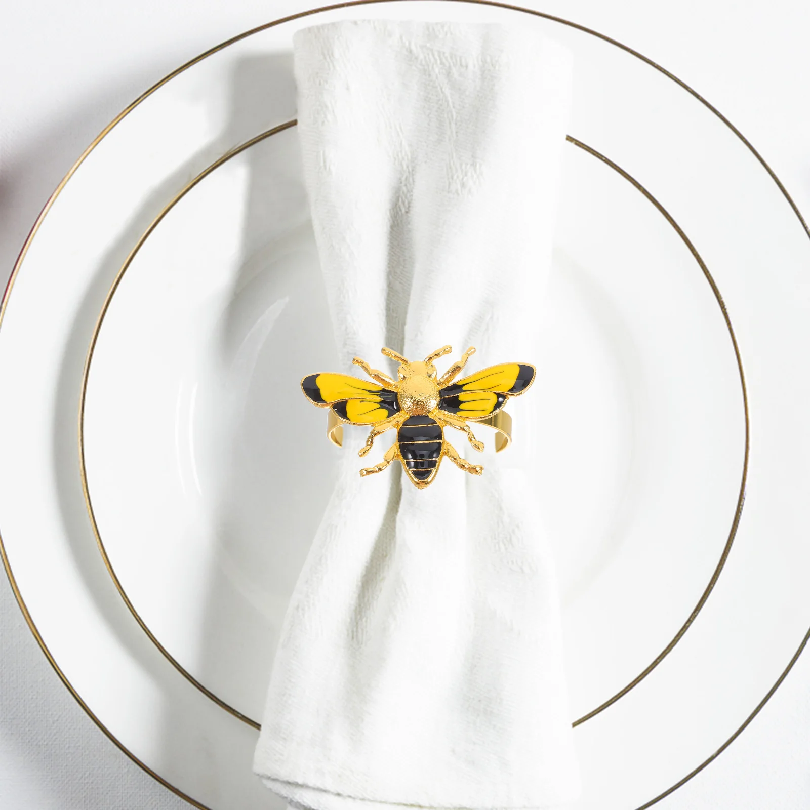 

4 Pcs Ring Napkin Bee Rings Wraps Serviette Buckles Circle Holders Bumblebee Banquet