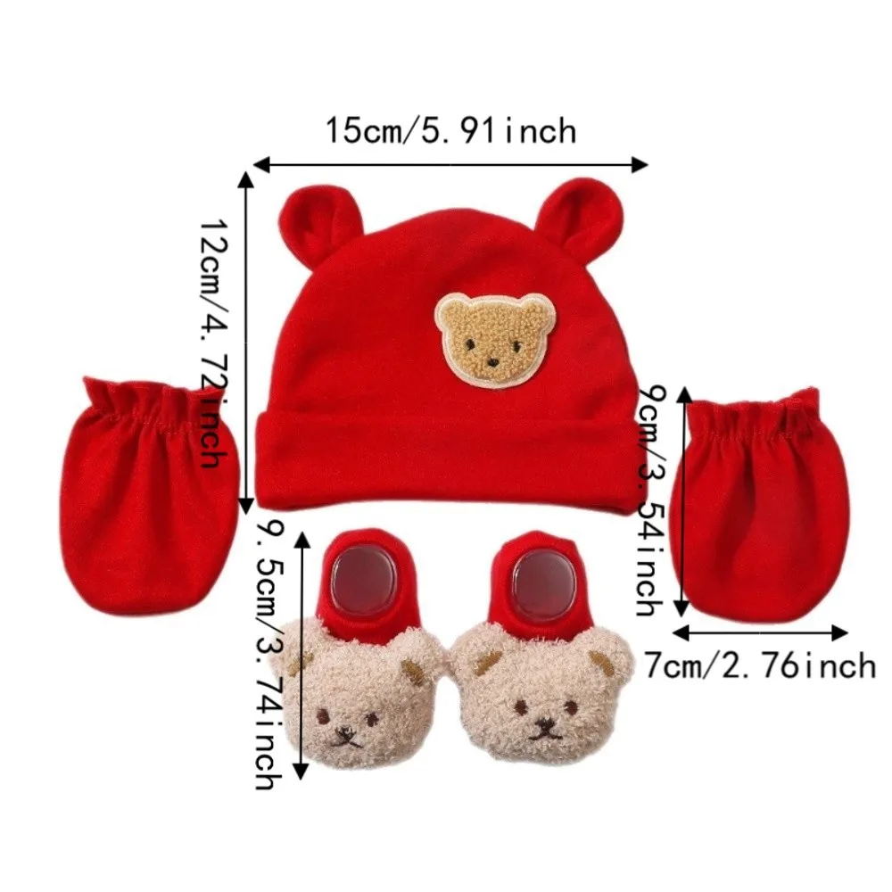Fashion Warm Baby Hat Gloves Socks Set Breathable Cartoon Newborn Hat Elastic Face Protection Infant Mittens Hospital view 6
