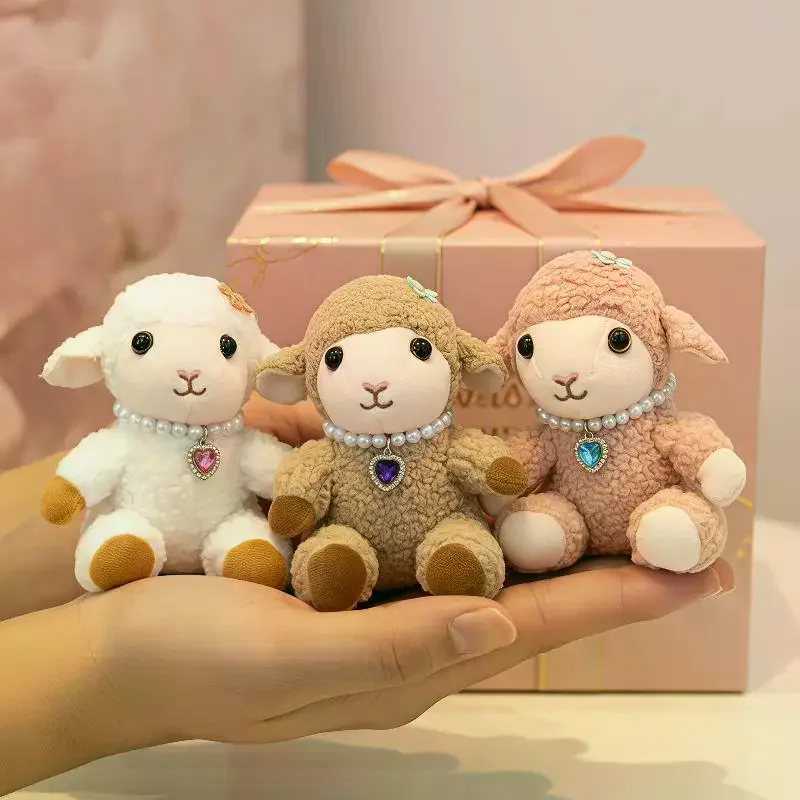 2027 Chinese Zodiac Sheep Plush Lamb Pendant Kawaii Fluffy Lamb Plush Toy Soft Doll Keyring Bag Accessory New Year Holiday Gift