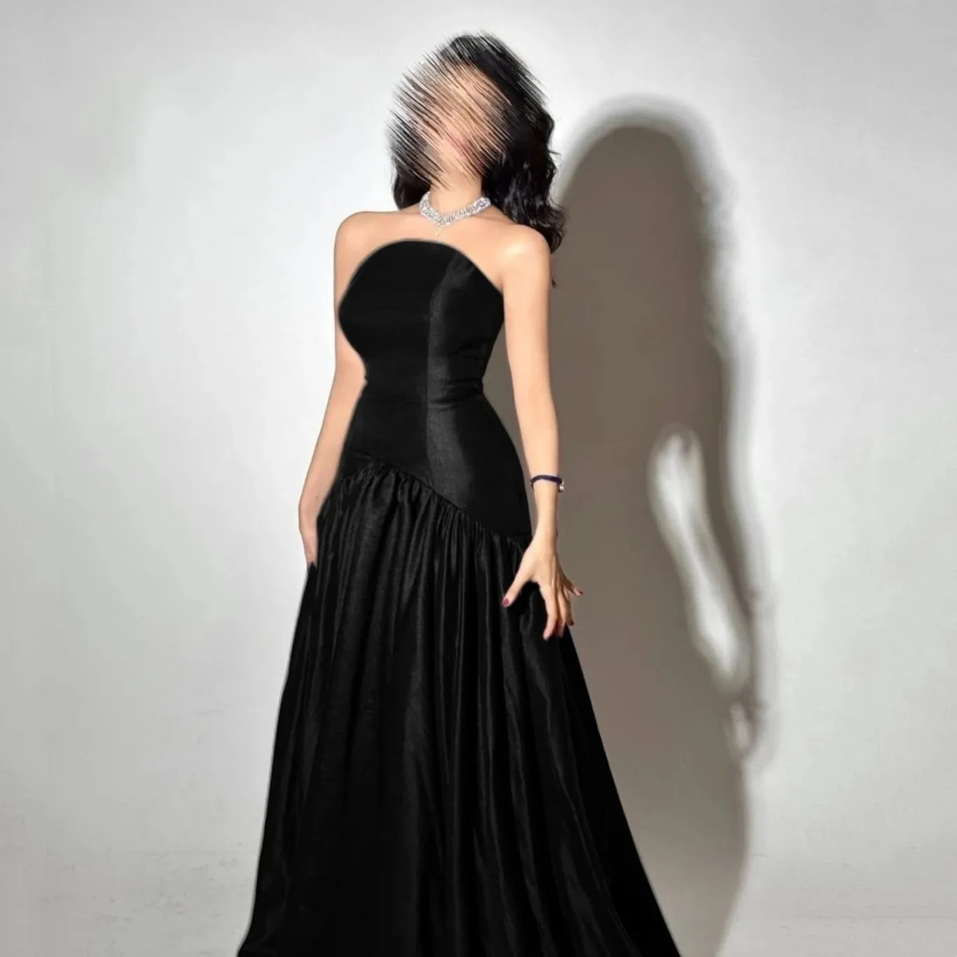 Elegante preto vestido formal de noite sem alças rendas até o chão cetim baile de formatura pageant vestidos de aniversário robe de soiree