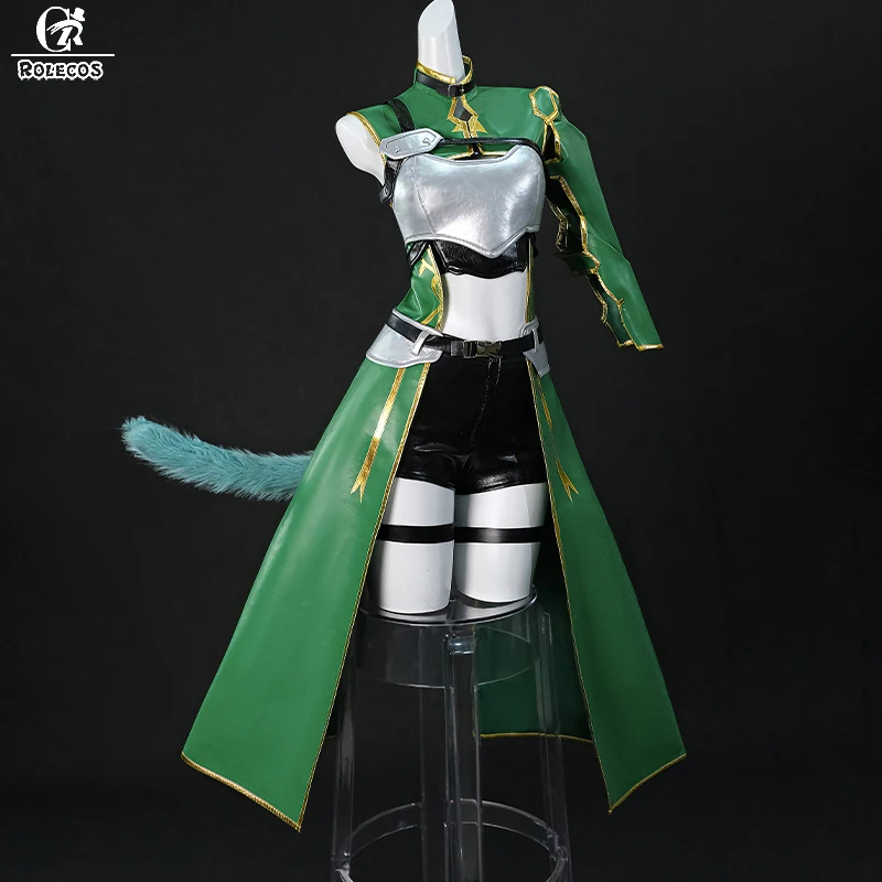 

Костюм для косплея ROLECOS Anime SAO Cat Asada Shino, женский зеленый кожаный боевой костюм снайпера Асады Шино, наряды для косплея на Хэллоуин