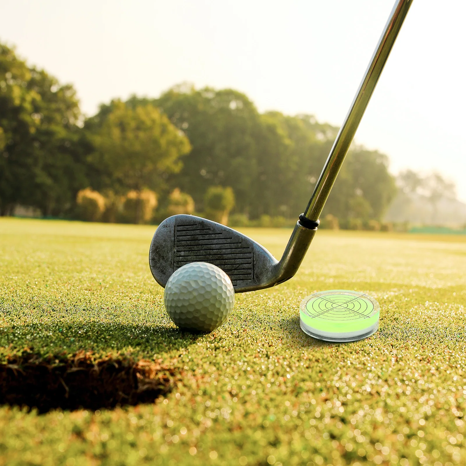 علامة كرة الجولف المستديرة على مستوى الفقاعات، بلاستيك مدمج خفيف الوزن وعالي الدقة، علامات كرة الجولف المحمولة