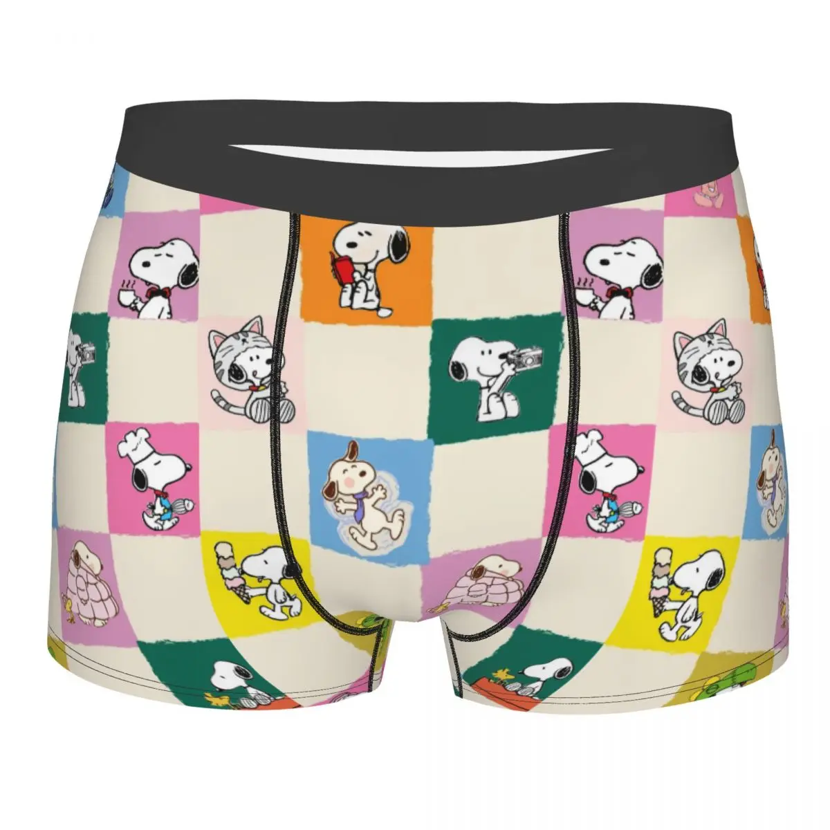 

Manga Snoopy Woodstock Cartoon Dog Underwear Men Sexy Printed Customized Boxer Shorts Panties