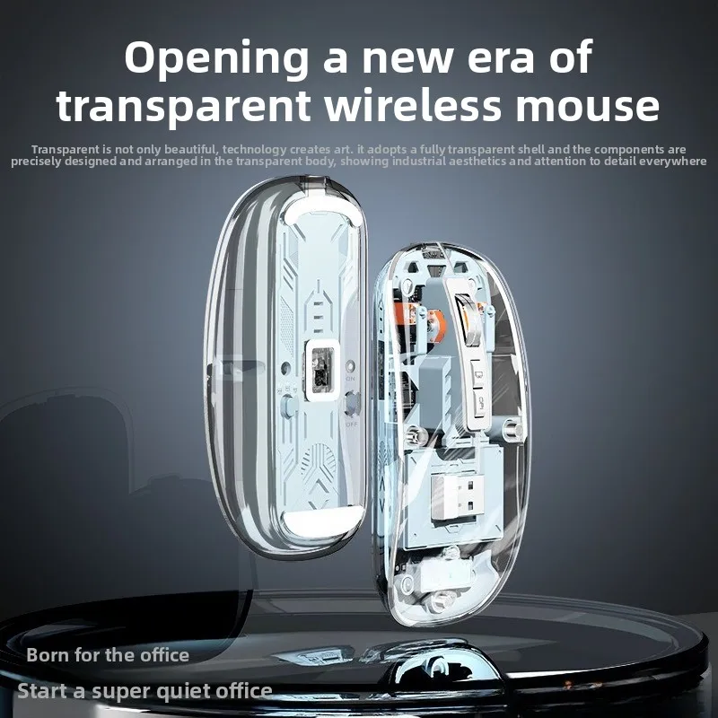 3-modi Draadloze Bluetooth Transparante Gaming Muis DPI Verstelbare Oplaadbare Batterij Display Stille Muizen voor PC ipad Laptop