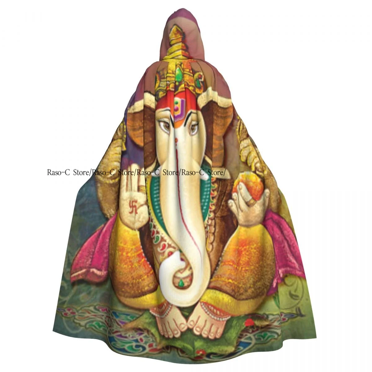 Unisex Adult Indian God Ganesha Mythological Cloak with Hood Long Witch Costume Cosplay