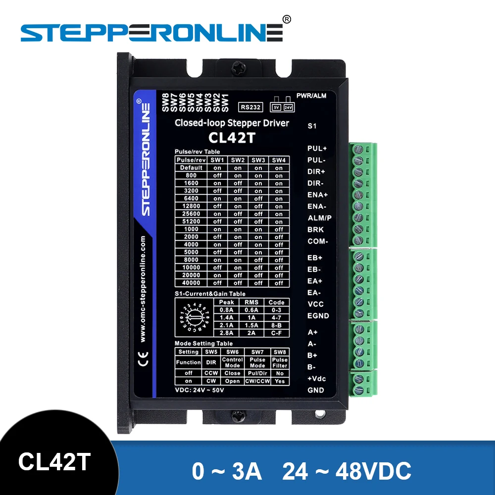 

Nema17 Closed Loop Stepper Driver 0-3.0A 24-48VDC Stepper Motor Driver CNC Controller for Nema 11,14,17 Stepper Motor CL42T