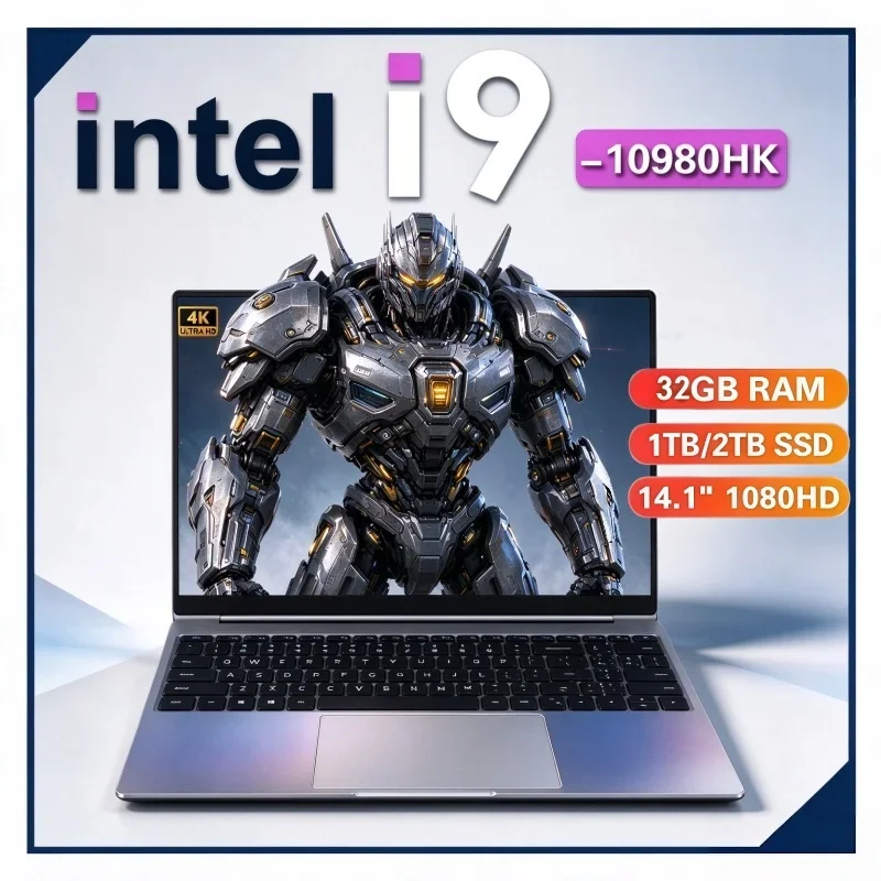 Portable 14.1 Inch Laptop PC Intel Core I9 10980HK Windows 11 32GB RAM 1TB SSD Slim Body Notebook For Gaming Work