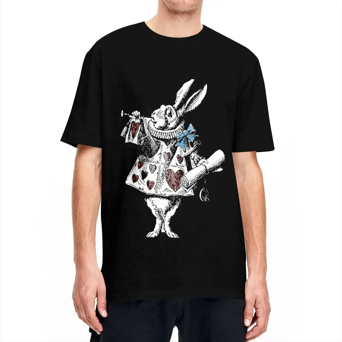 Men Women Alice In Wonderland White Rabbit T Shirt 100% Cotton Clothes Short Sleeve Crewneck Tees Plus Size T-Shirt