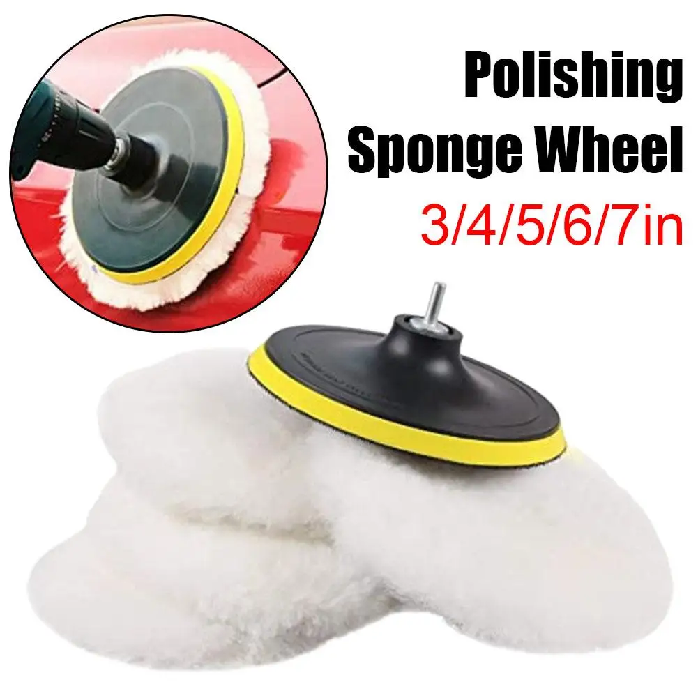 3/4/5/6/7inches Wool Polishing Disc Waxing Polishing Buffing Car Paint Care Polisher Pads For Car Wash Auto Accessories F9f4