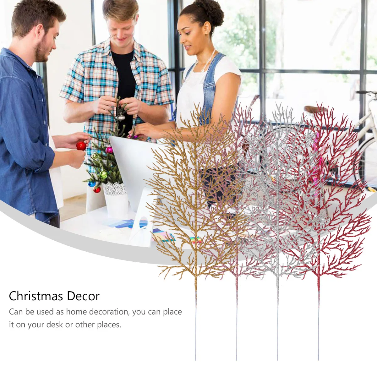 

12Pcs Christmas Tree Hanging Ornaments Vivid Imitation Leaves Home Party Table Decoration Holiday Christmas Decor