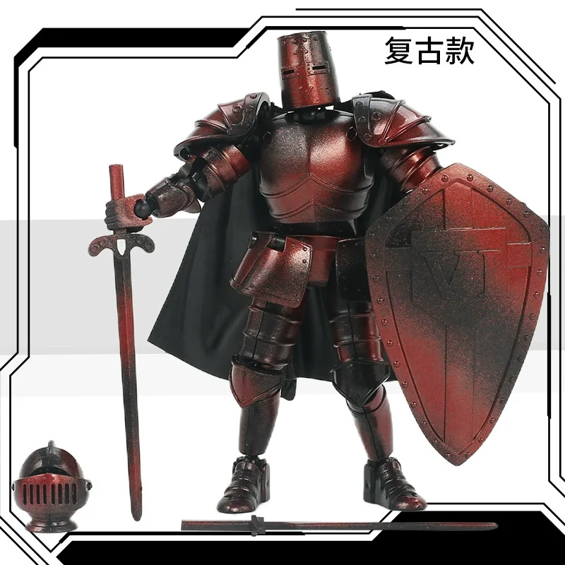 Retro stijl Ridder Actiefiguren Paladin Jointed Beweegbare Shapeshift Robot 3D Gedrukt Mannequin Karakter Assemble Speelgoed Kids Gift