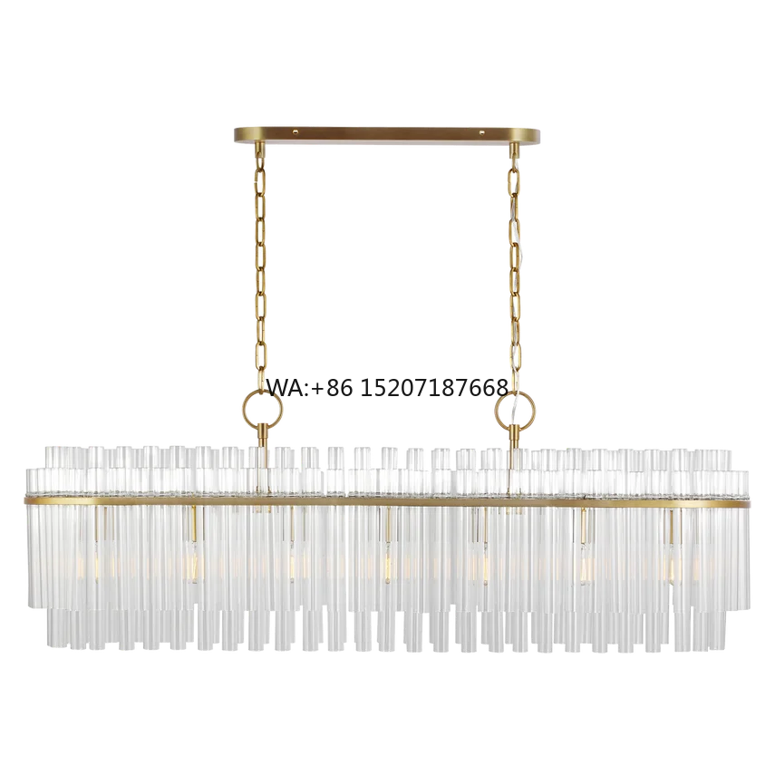 

Light Luxury Rectangular Glass Tube Chandelier for Living Room Post-Modern Simple Design for Restaurant Bedroom Pendant Lights