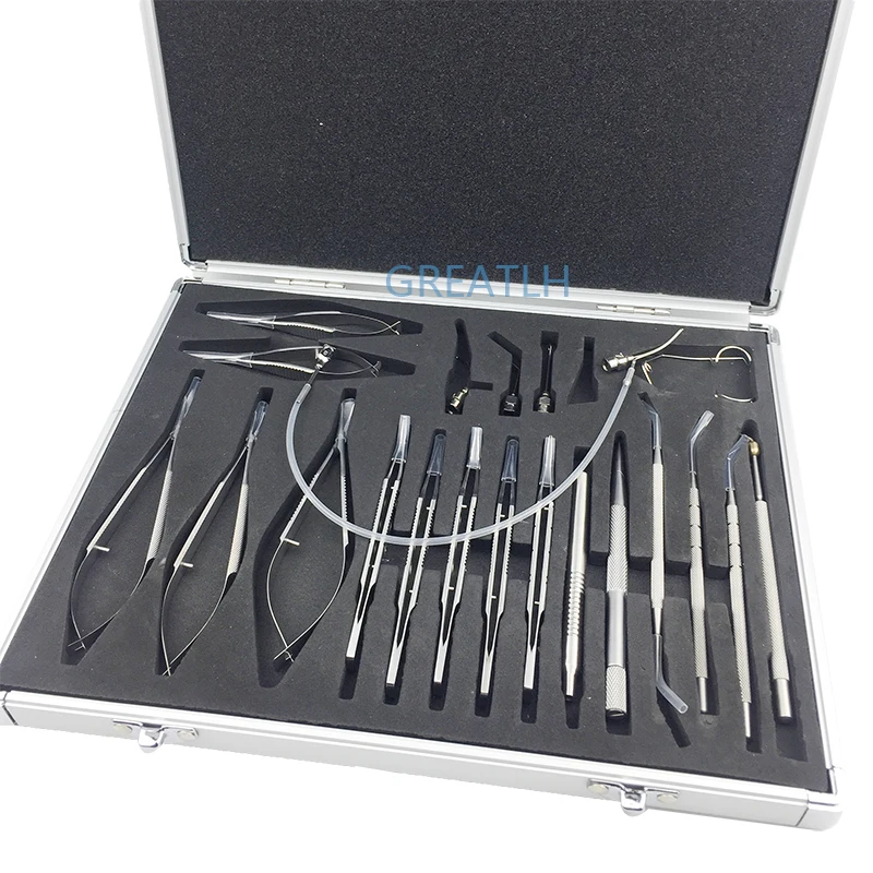 Titanium Alloy Stainless Steel 21pcs Eye Micro Tweezers Scissors Needle Holder Set Ophthalmic Surgical Instrument