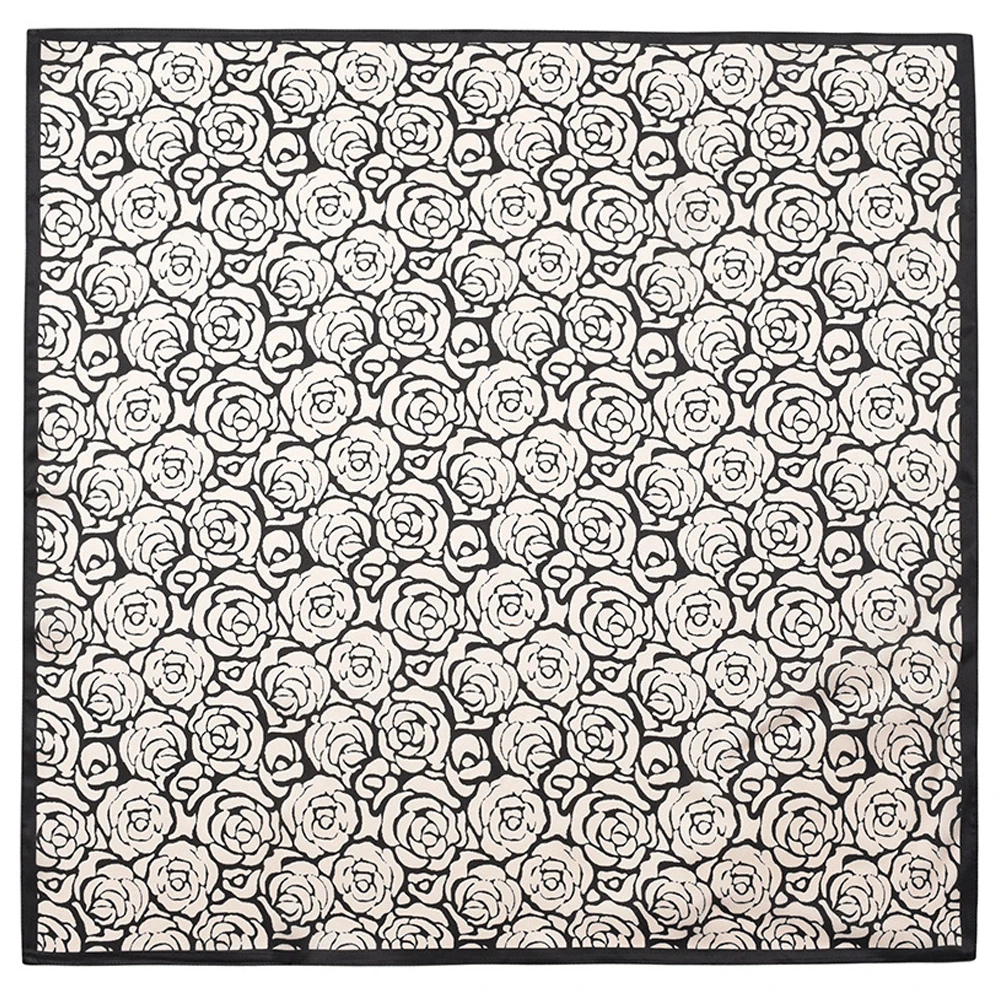 100% Pure Mulberry Silk Women Square Scarf Prints Headband Neckerchief Luxury Female Hair Ornament Female Bandana Scarves 65CM