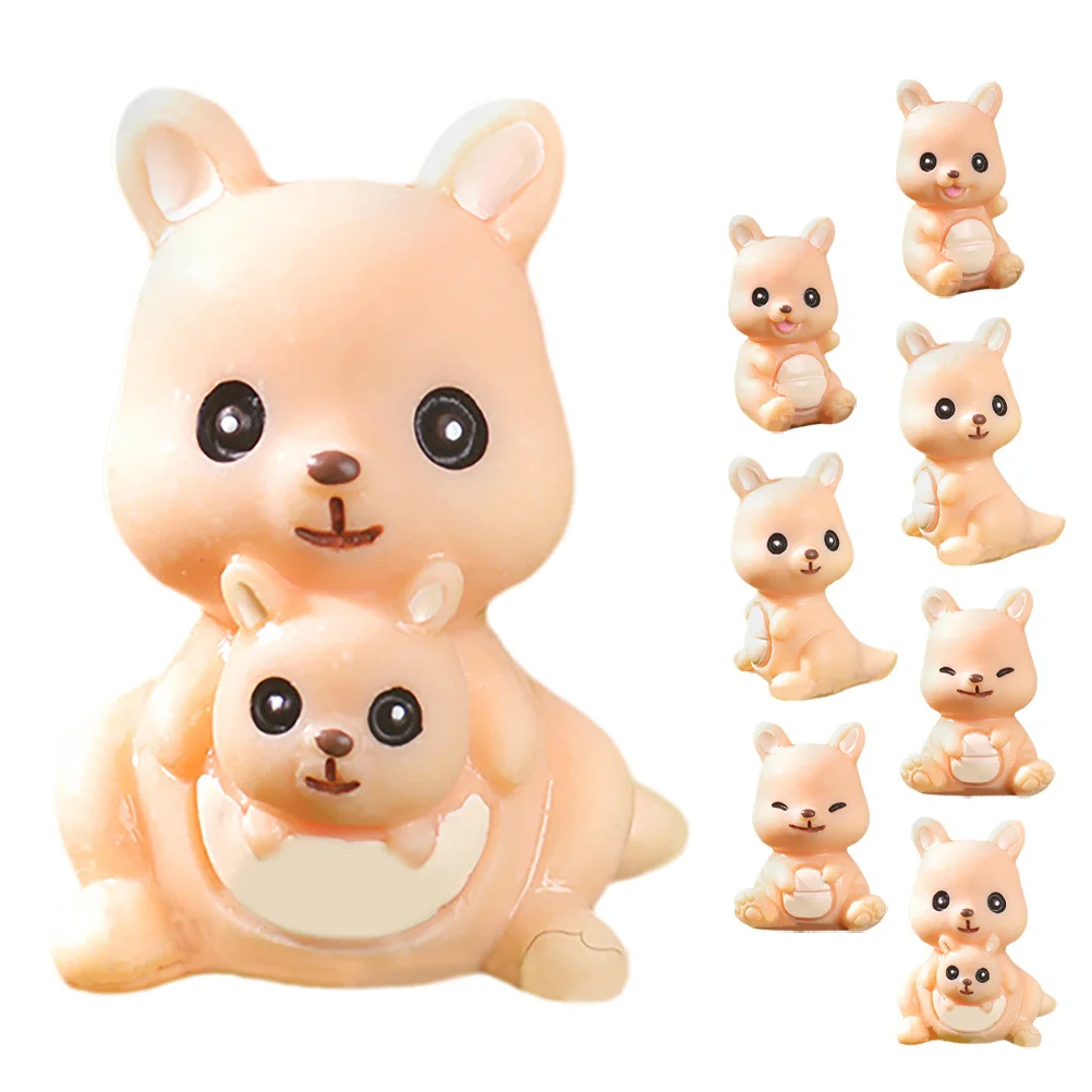 

8Pcs Tiny Kangaroo Sculptures Resin Made Detailed Mini Decor for Plant Pots Fairy Gardens Desktop Landscape Design