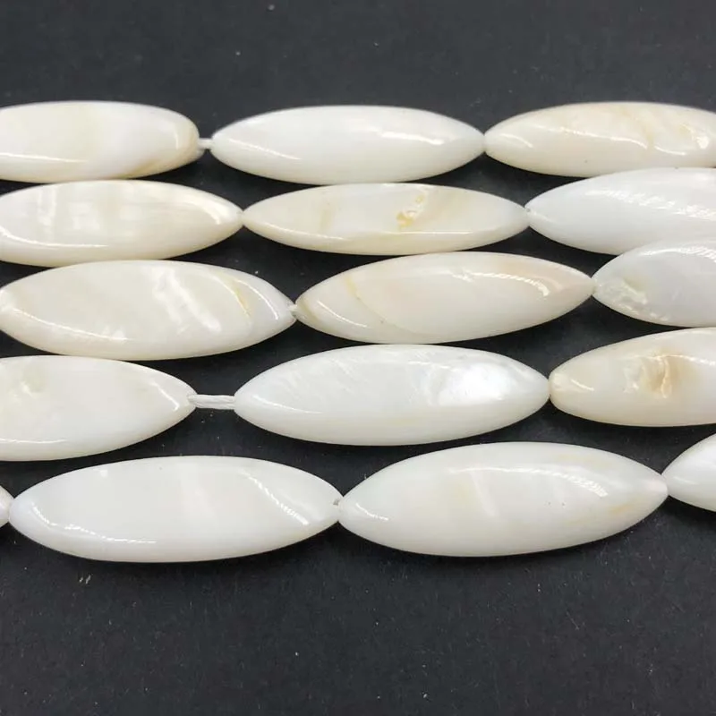 ELEISPL JEWELRY Lots 12 Strands Smooth Shell Mother of Pearls Oval Beads 10x28mm #22010329-1