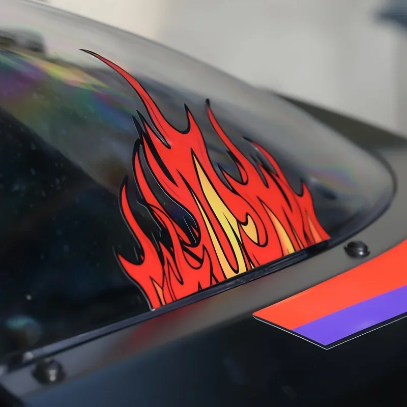 قطعة واحدة من ملصق الدراجات النارية بنمط اللهب، ملصق بتصميم ديناميكي للدراجات النارية، ملحق التخصيص الخارجي