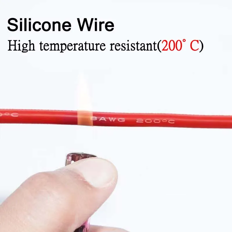 8 10 12 14 16 18 20 22 AWG สายซิลิโคนนิ่มพิเศษ5ม. 10ม. 20ม. 50ม. สายไฟฟ้าทนความร้อนสีแดงสีดำ