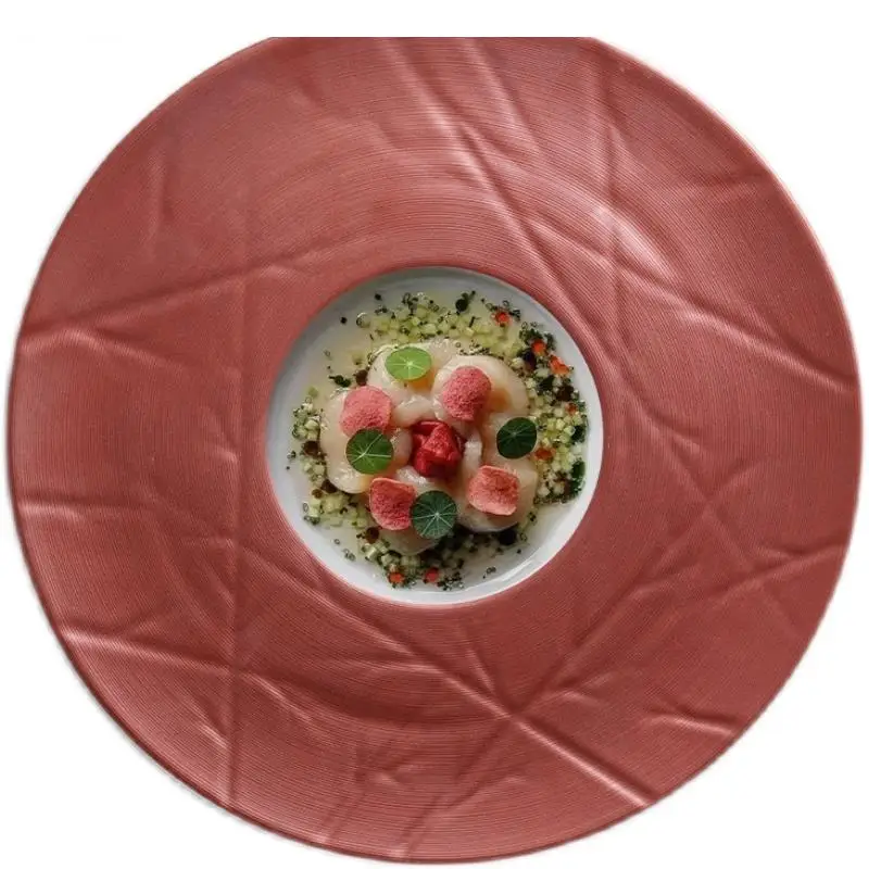 Ceramic Cooking Plate Dinner Vegetable Dish Hotel Restaurant Round Tableware Pasta Steak Pastry Dessert Tray