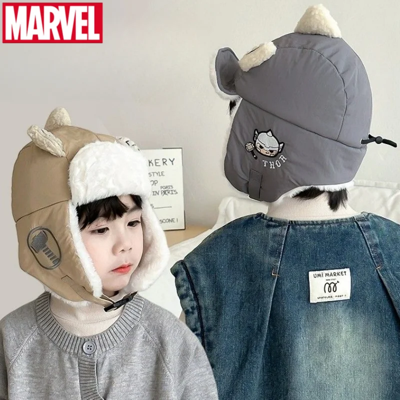 Marvel The Avengers Spiderman Thor Captain America Children's Cartoon Plush Warm Hat Personalized Creative Ear Protection Hat